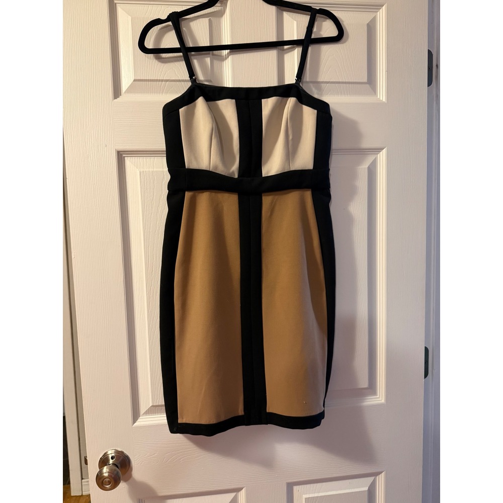 New York & Company Dress Womens 6 Multi Colorblock Sheath Stretch Career Bodycon